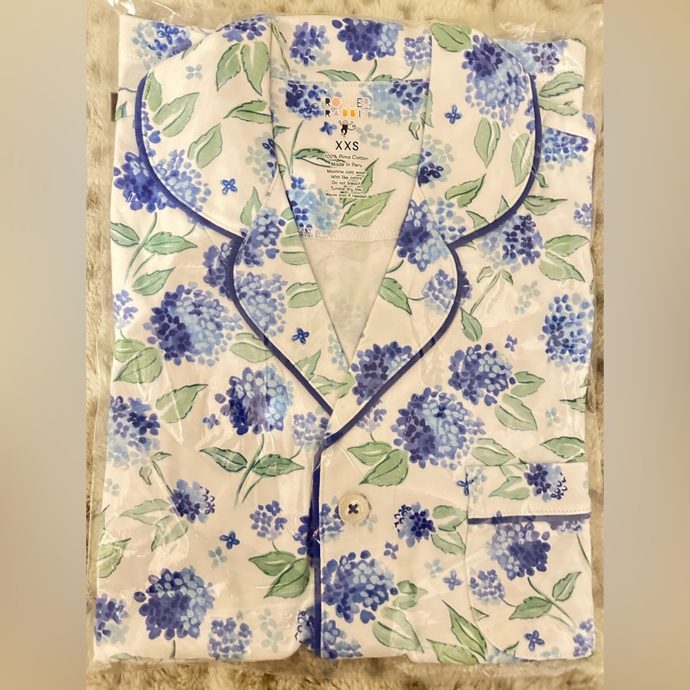 Roller Rabbit Ditsy Hydrangea Polo  Pajama Set
